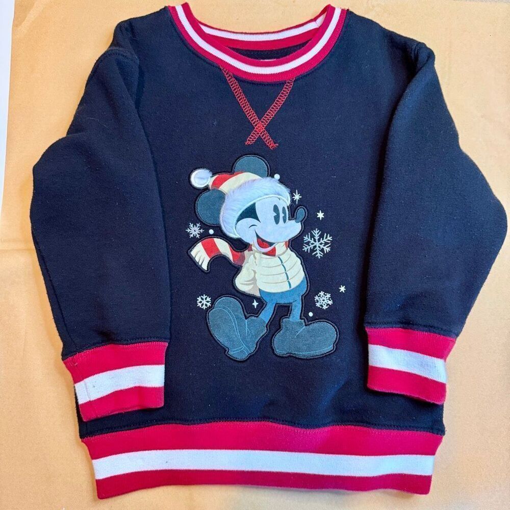 Mickey Mouse Holiday Sweatshirt Disney Parks KIDS Size 4 Christmas Preowned